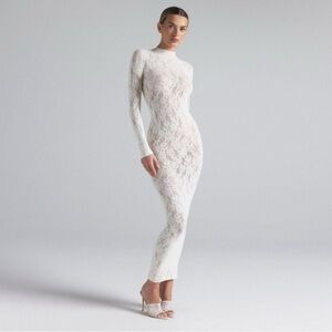 Skims White Lace Dress